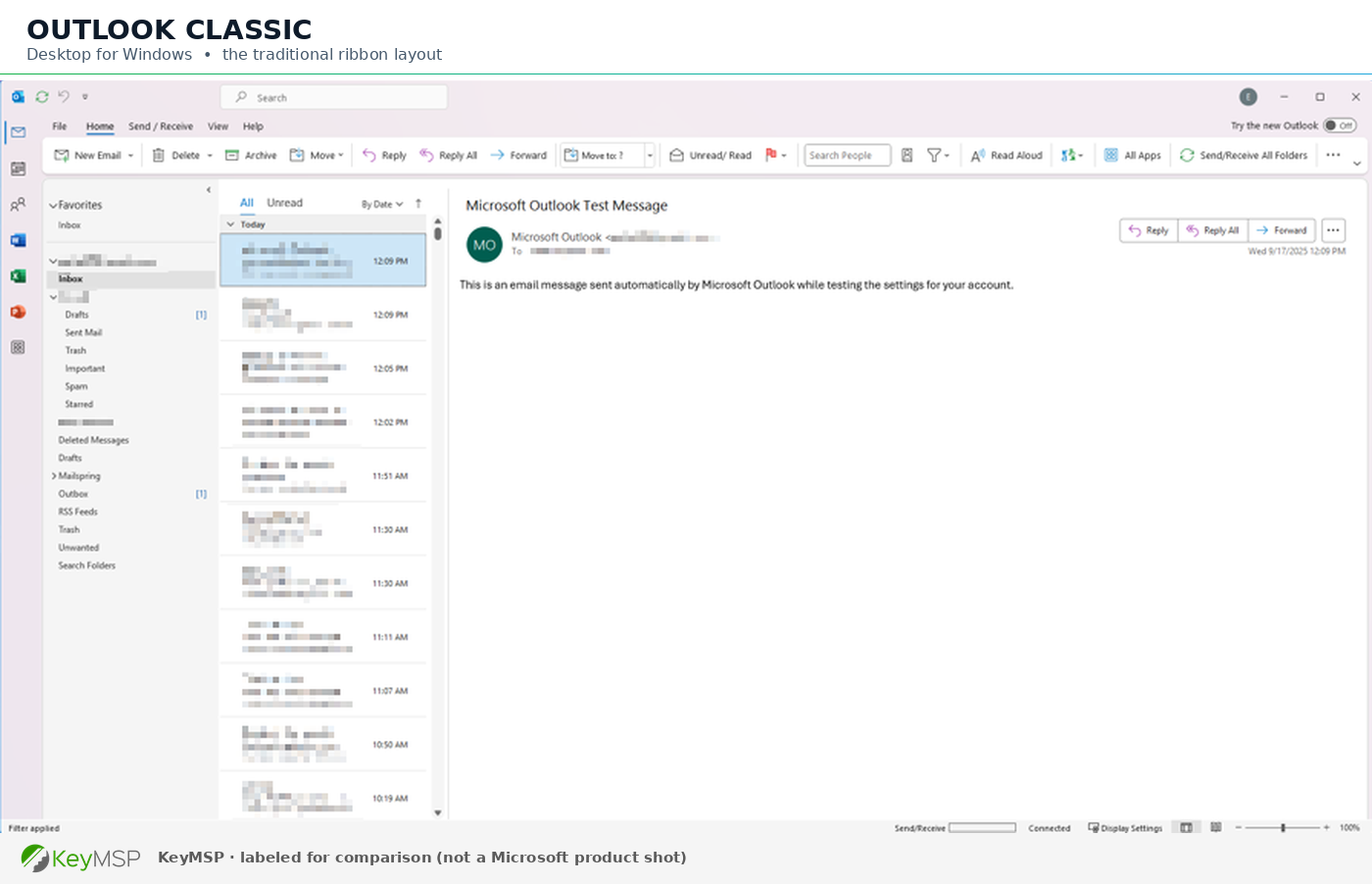 Labeled screenshot: Outlook Classic - Desktop for Windows