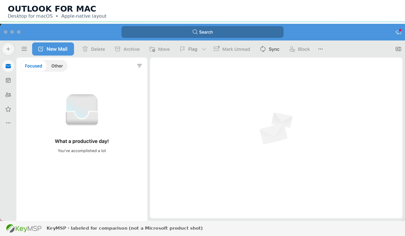 Labeled screenshot: Outlook for Mac