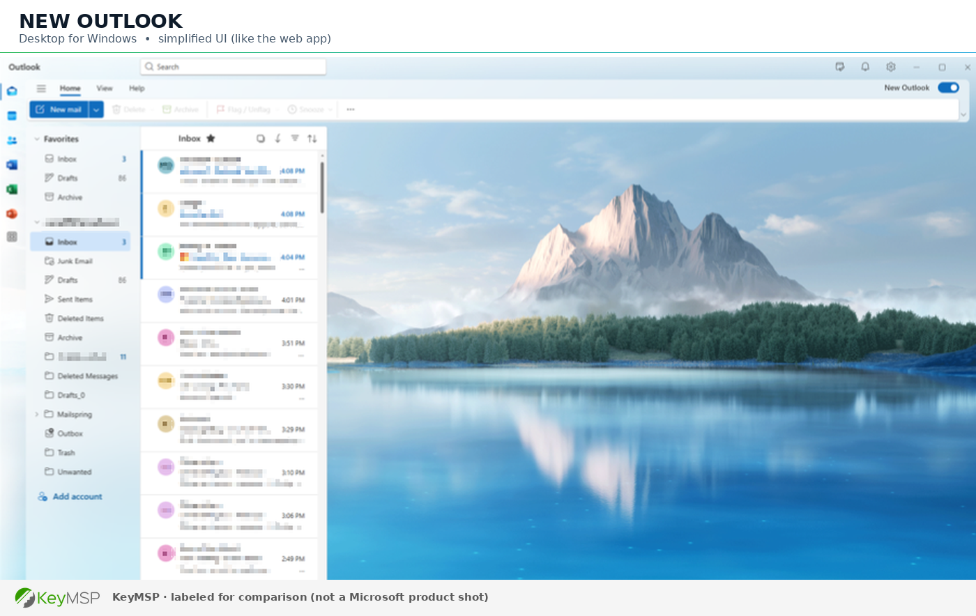Labeled screenshot: New Outlook - Windows